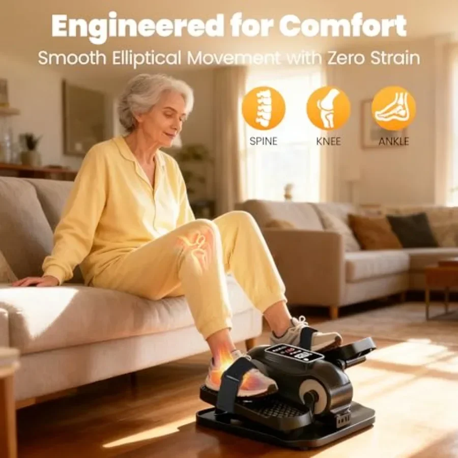 Under Desk Elliptical Machine, Elliptical Leg Exerciser as Seen on TV for Senior with Remote Control, Portable Quiet Electric Seated Pedal and 12 Adjustable Speed, Black