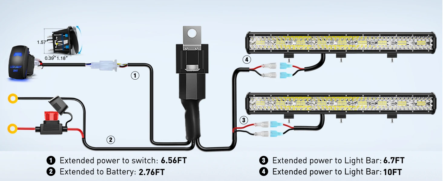 Nilight 12AWG Wiring Harness Kit 450W, Heavy Duty LED Light Bar Harness with 5Pin Laser Rocker Switch, Waterproof Relay & Fuse for 12V Offroad Truck