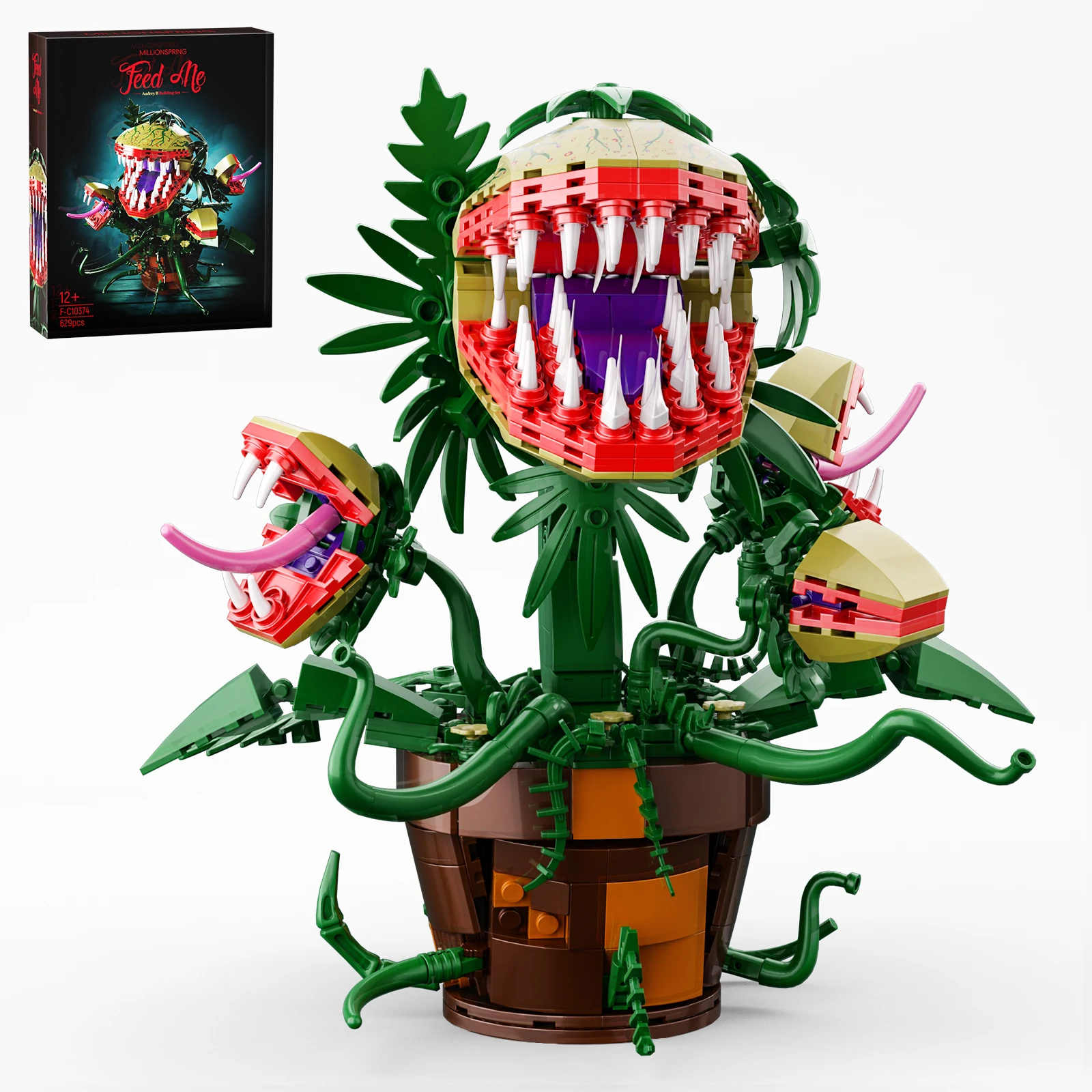 Horrors Audrey II Piranha Plant Building Blocks Kit Horror Flower Desktop Ornament Bricks Toys Holiday Gifts for Adult Film Collectors