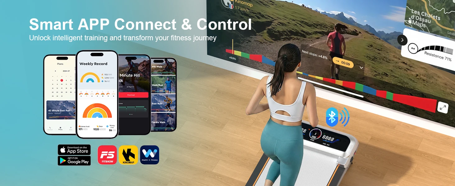 Treadmill with 15% 12-Level Auto Incline & UI Screen, 3.5HP Foldable Under Desk Treadmill, 450LBS Capacity, Bluetooth Speaker, Remote & APP Control for Home Office - Portable
