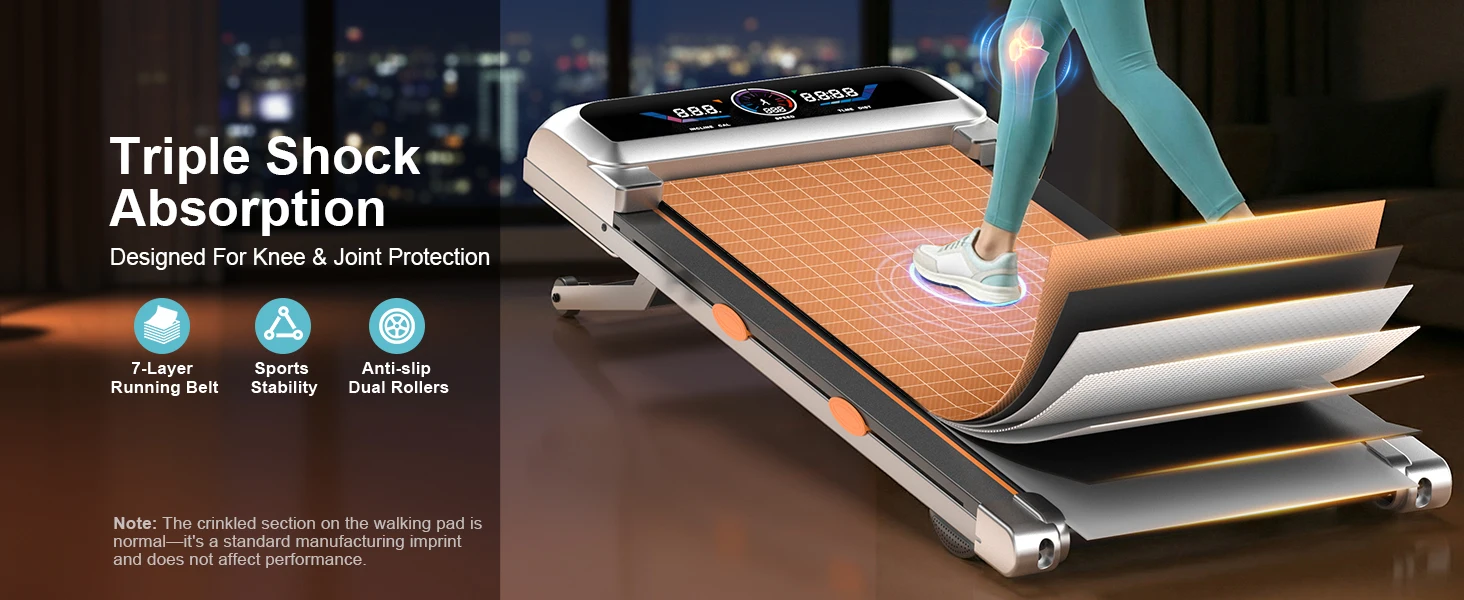 Treadmill with 15% 12-Level Auto Incline & UI Screen, 3.5HP Foldable Under Desk Treadmill, 450LBS Capacity, Bluetooth Speaker, Remote & APP Control for Home Office - Portable