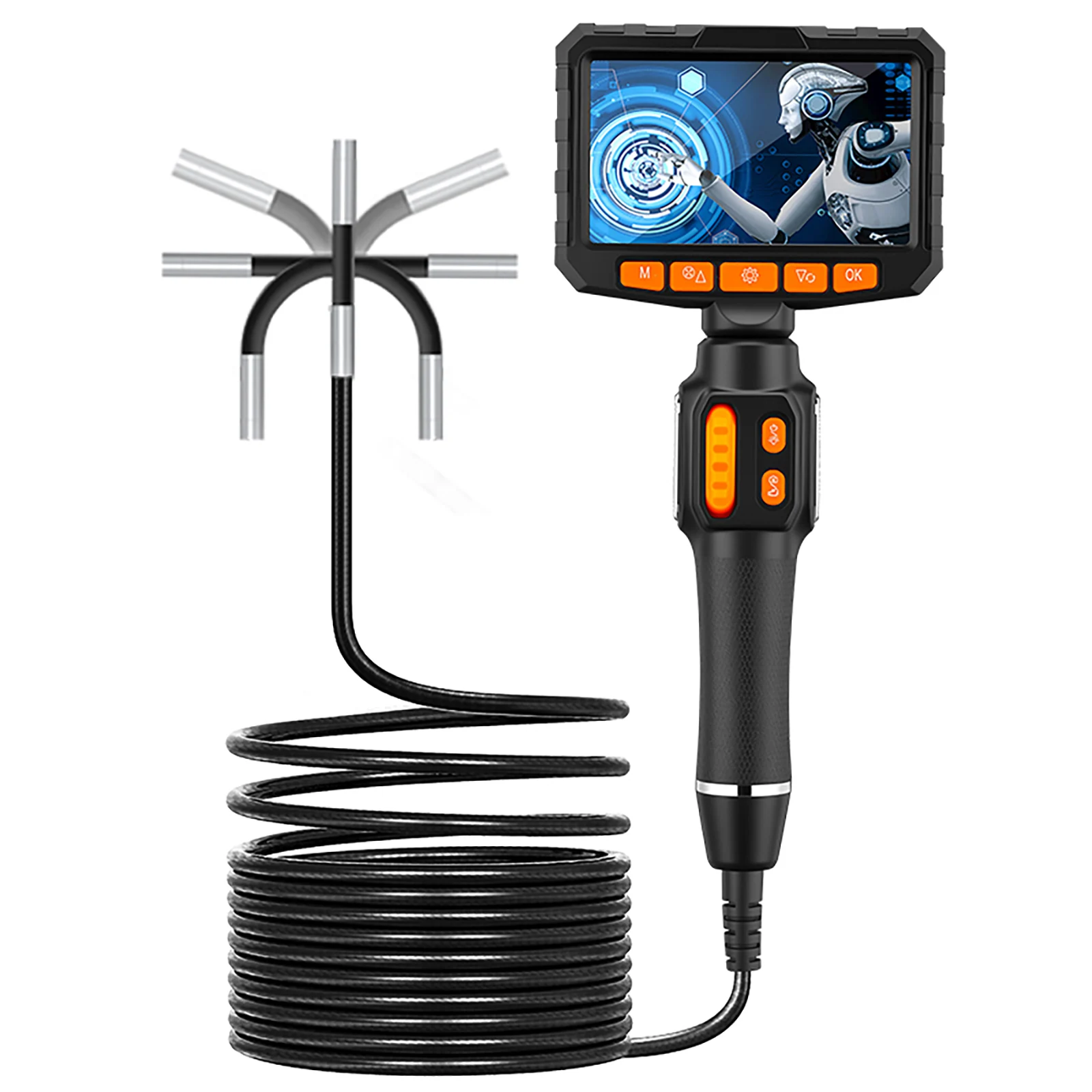 3.9mm & 6mm Articulating Borescope 1080P HD 4.3" LCD Handheld Endoscope Camera with Adjustable LEDs for Auto Engine Repair Pipe Wholesale