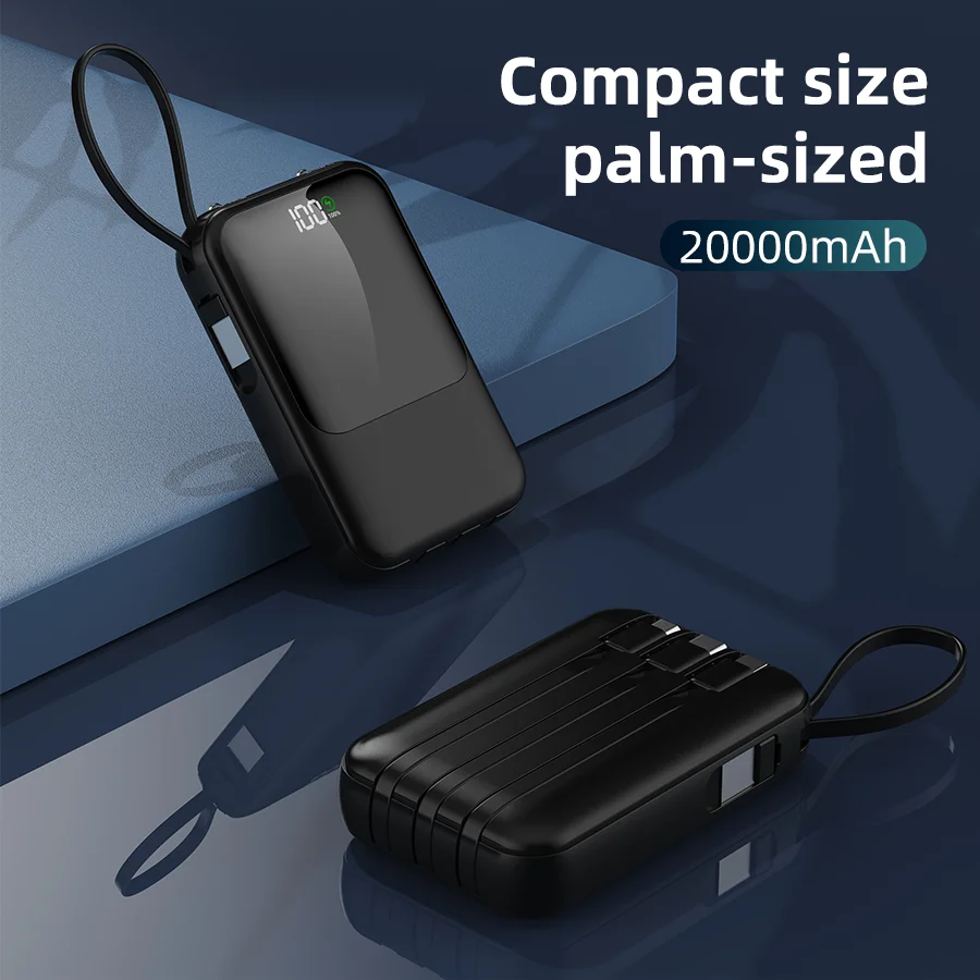 10000mAh Portable Power Bank for Universal Devices Super Fast Charging with Built-in Cable Large Capacity Power Bank for All Smartphones
