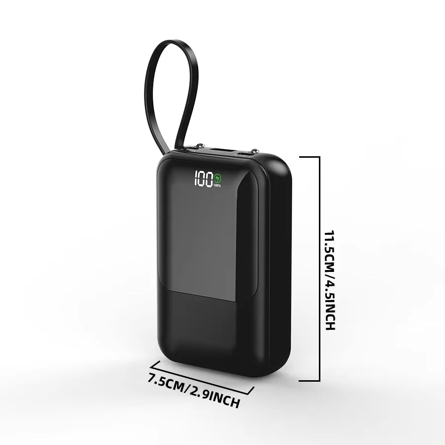 10000mAh Portable Power Bank for Universal Devices Super Fast Charging with Built-in Cable Large Capacity Power Bank for All Smartphones