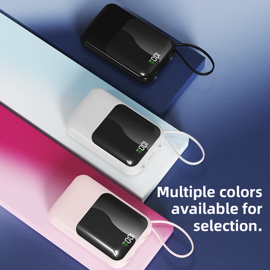 10000mAh Portable Power Bank for Universal Devices Super Fast Charging with Built-in Cable Large Capacity Power Bank for All Smartphones