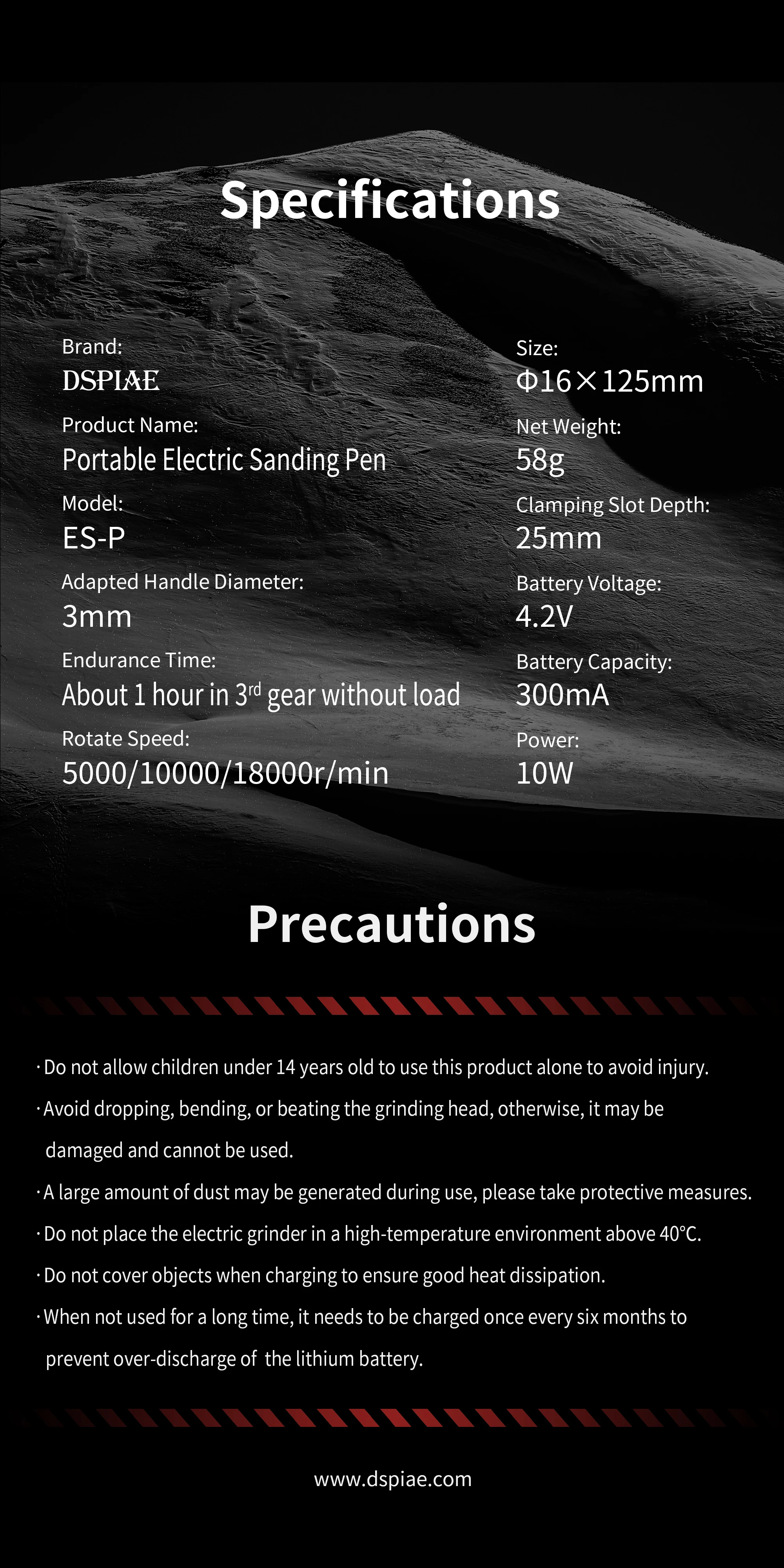DSPIAE ES-P Portable Electric Sander Pen 4.2V 10W with Sponge Sanding Disc Pre-Cut Round Abrasive Sandpaper for Portable Electric Sharpening