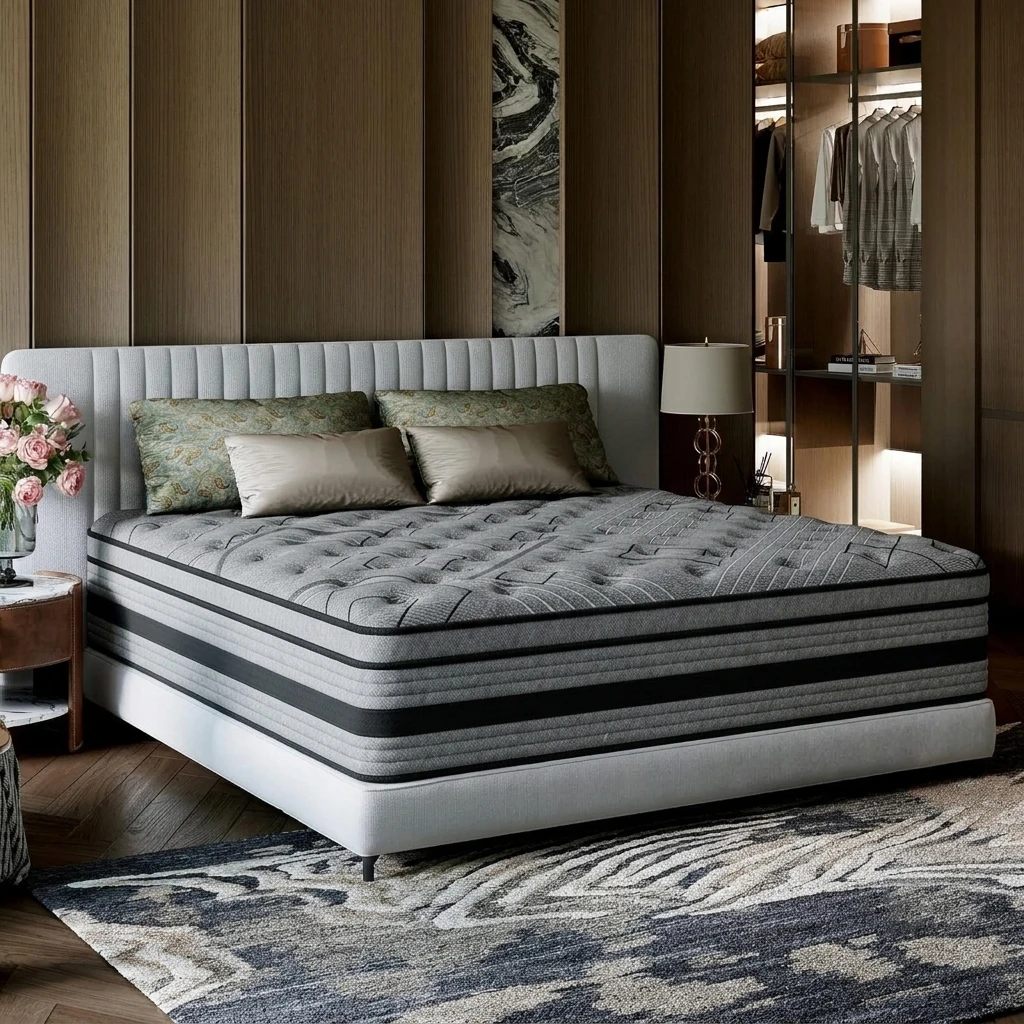 12/ 14inch Foam and Spring Hybrid Mattress, Medium Firmness, Available in Full, Queen, and King Sizes, Gel Memory Foam for Lumbar Support, Boxed Mattress