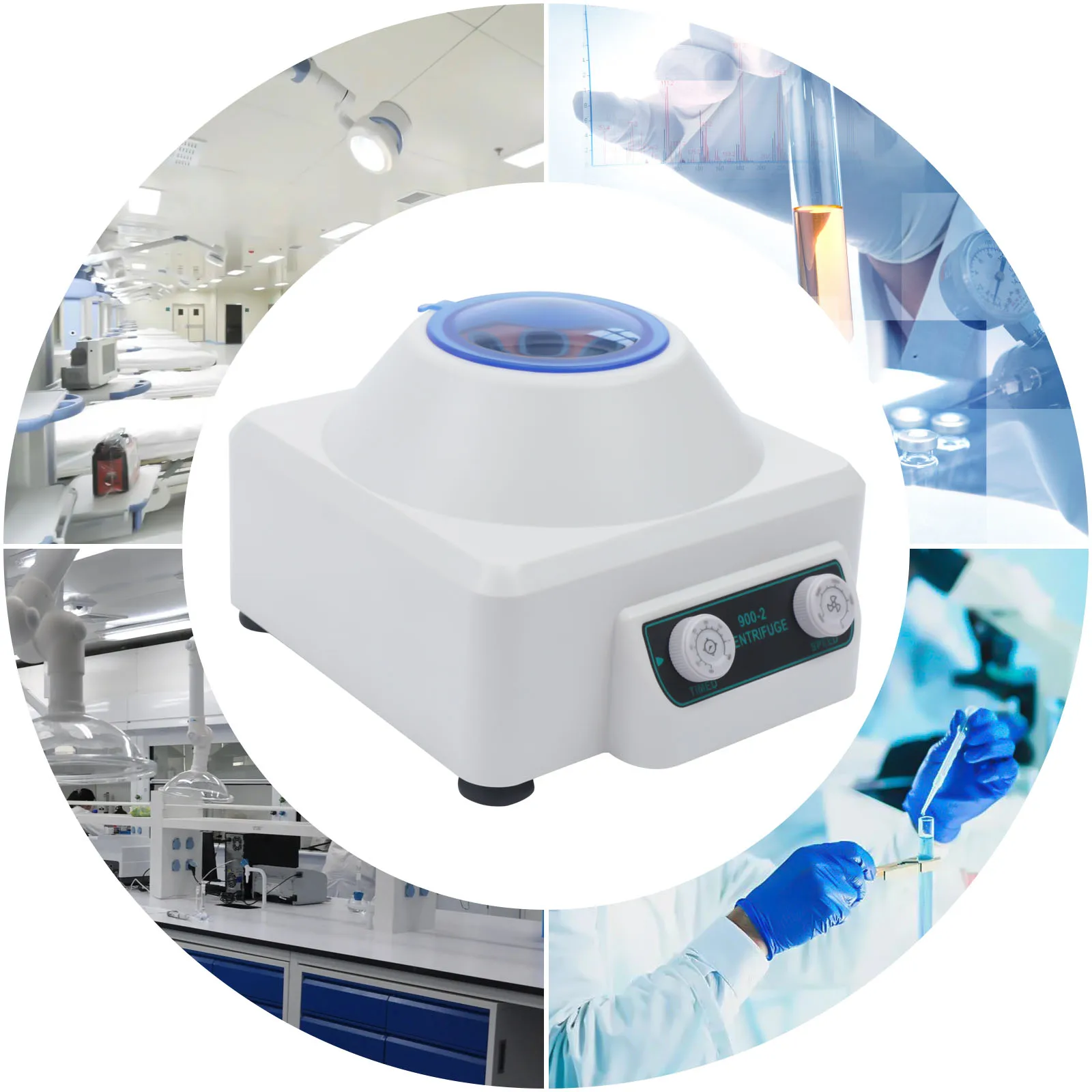 Electric Laboratory Centrifuge 900-2, Centrifuge Machine, 6×20ml High Capacity, 4000rpm Speed, Adjustable Timer, ABS Body, Clear Lid, Quiet Motor, Stable Non-slip Base, Variable Speed, Scientific Medical Sample Particle Separation, 110V US Plug