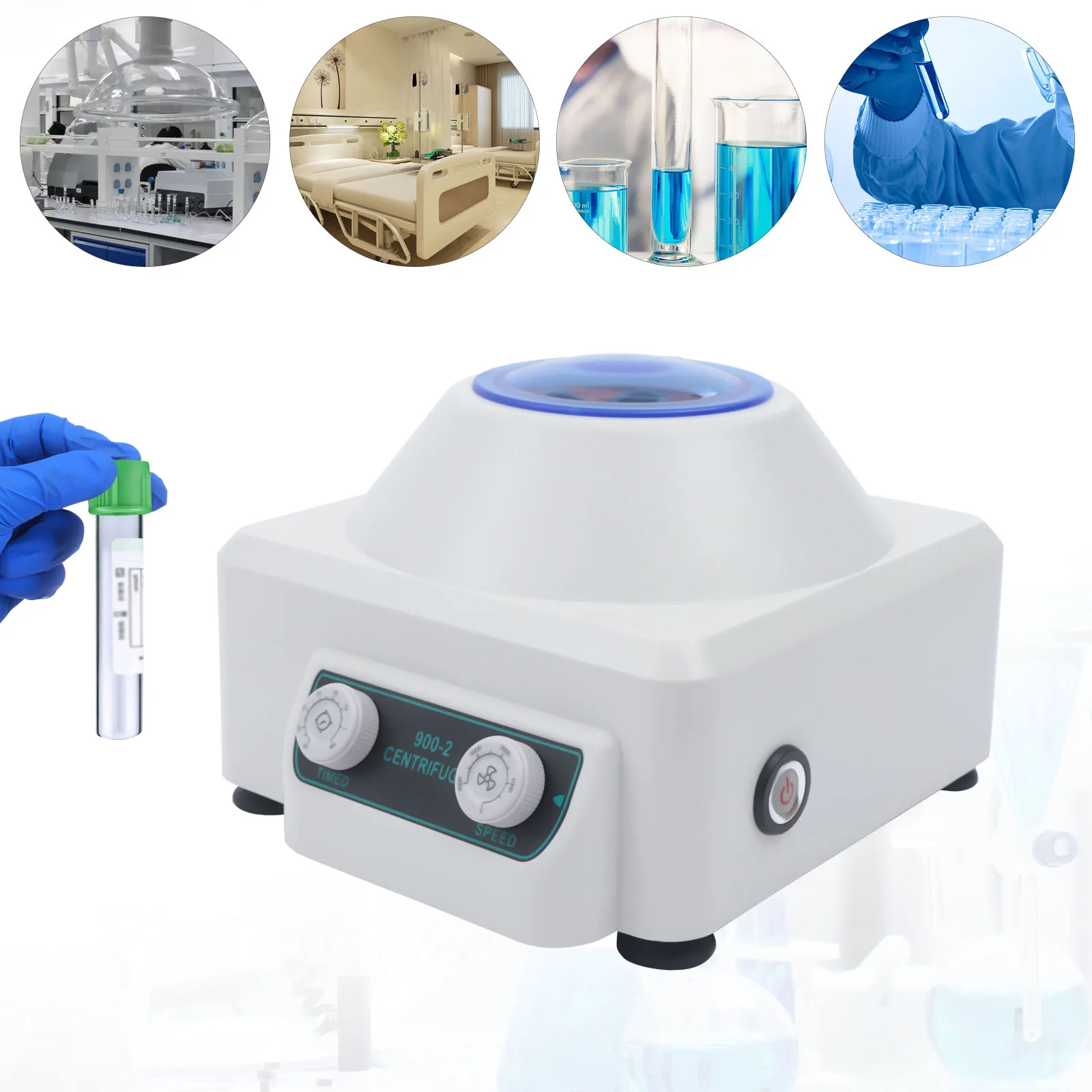 Electric Laboratory Centrifuge 900-2, Centrifuge Machine, 6×20ml High Capacity, 4000rpm Speed, Adjustable Timer, ABS Body, Clear Lid, Quiet Motor, Stable Non-slip Base, Variable Speed, Scientific Medical Sample Particle Separation, 110V US Plug