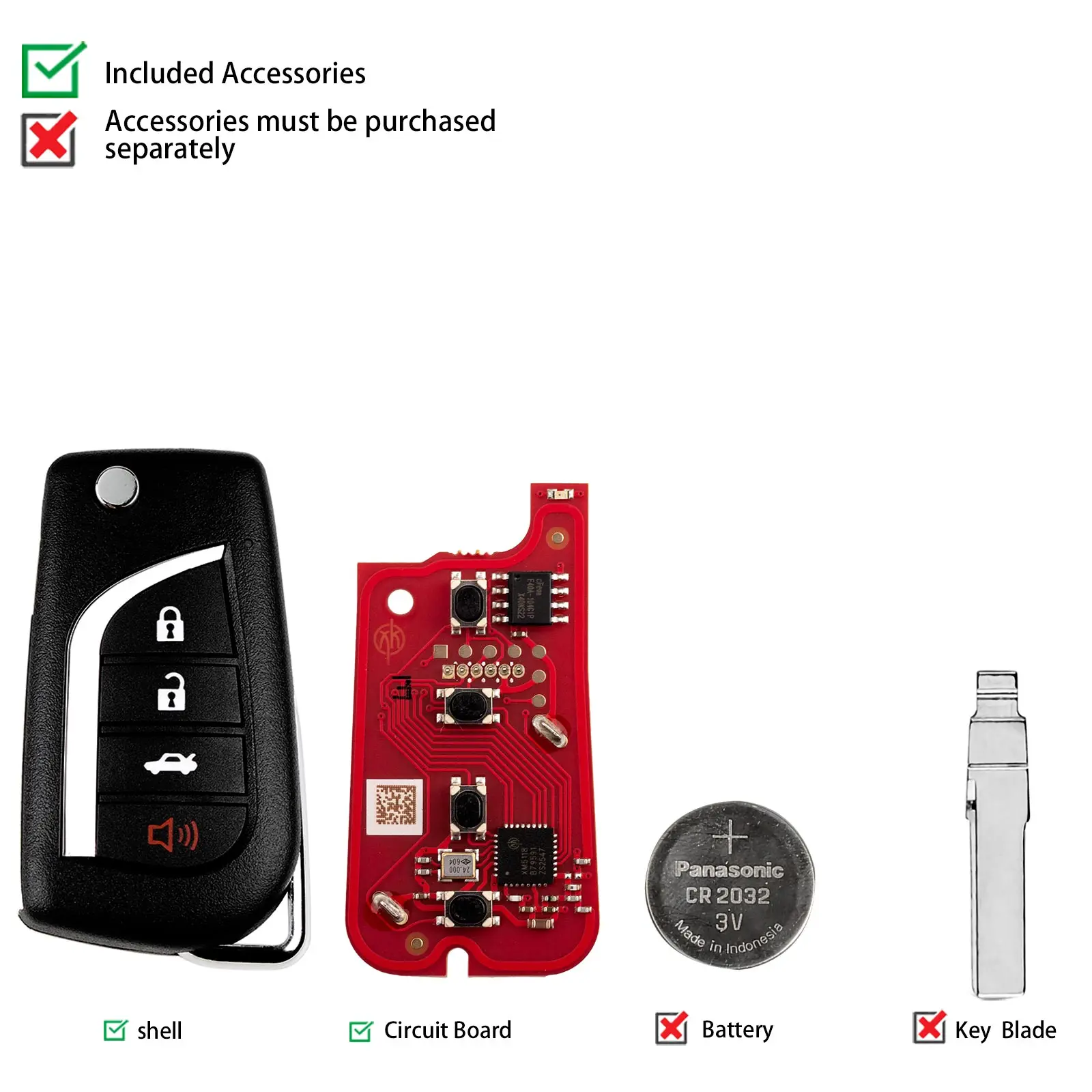 5 Piece XHORSE XKTO12EN TOY.T Style Second Generation Universal Wire Remote Key English Version