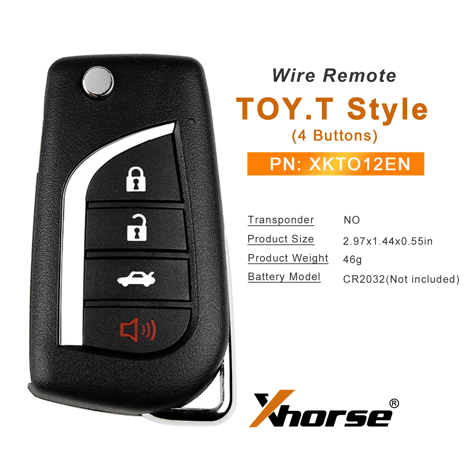 5 Piece XHORSE XKTO12EN TOY.T Style Second Generation Universal Wire Remote Key English Version