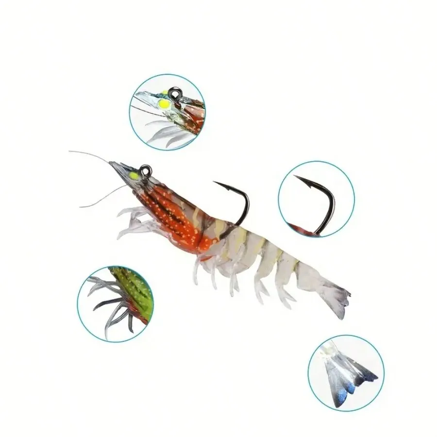 1pc Soft Shrimp Style Soft Plastic Fishing Lures, High Quality Durable Freshwater & Saltwater Swimbaits, Suitable For Bass Fishing