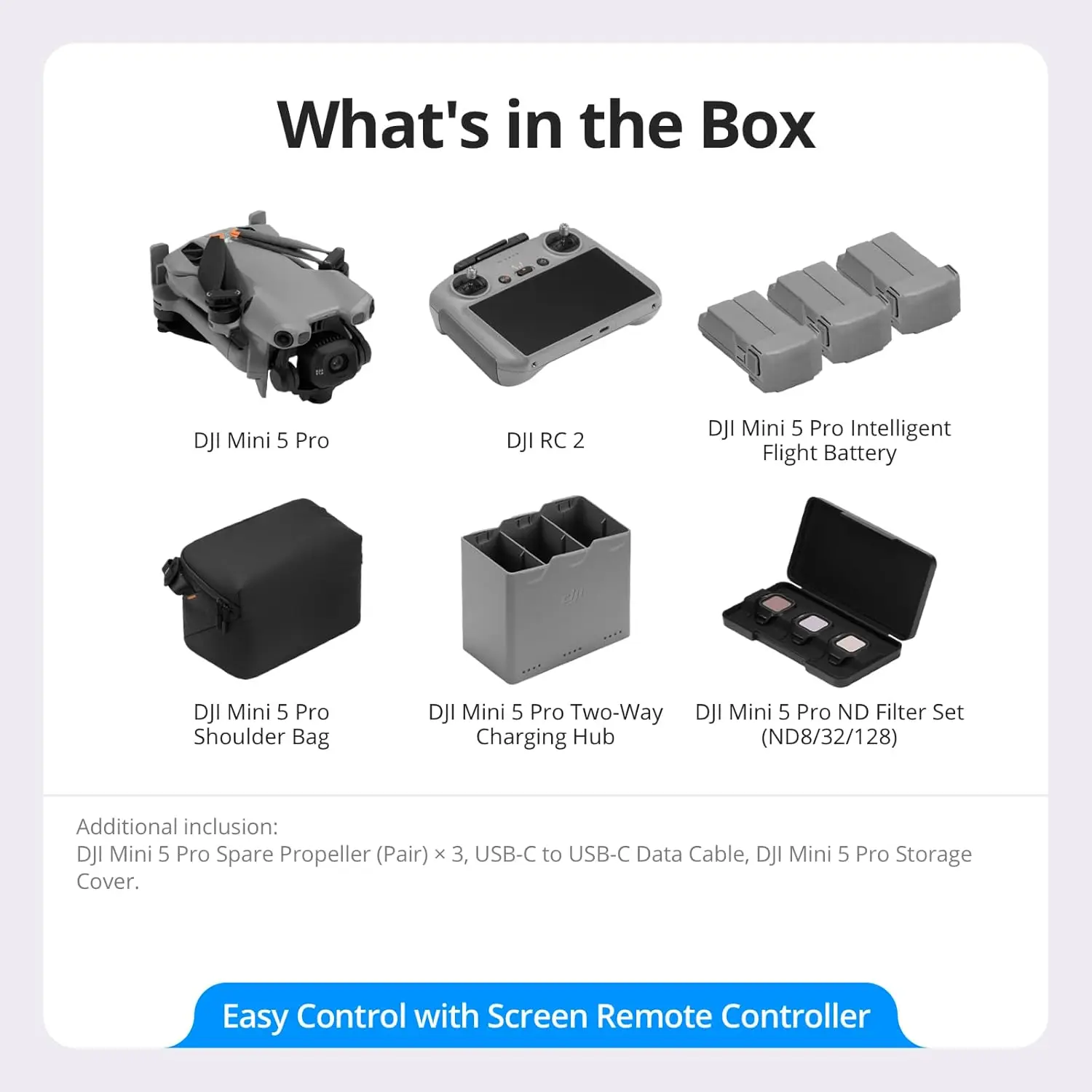 Open Box-DJI Drone with Camera Mini 5 Pro Fly More Combo with DJI RC 2,1-Inch CMOS, 4K Drone for Beginners with Omnidirectional Obstacle Sensing, ActiveTrack 360°, 225° Gimbal Rotation, 3 Batteries