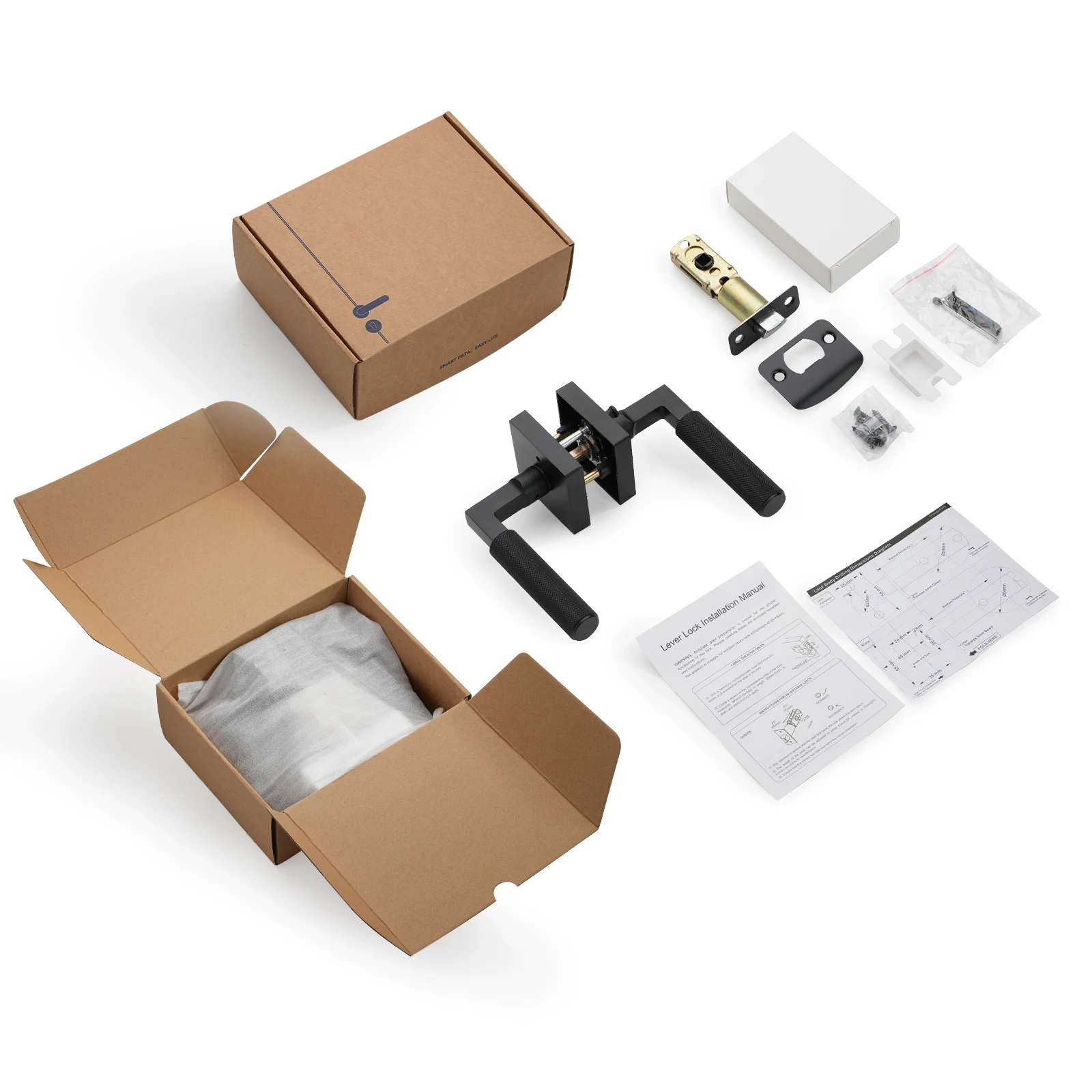 Viladepot Privacy Door Handle Keyless Reversible Door Lock Hardware Door Lever Bedroom Bathroom Left&Right Door Knob