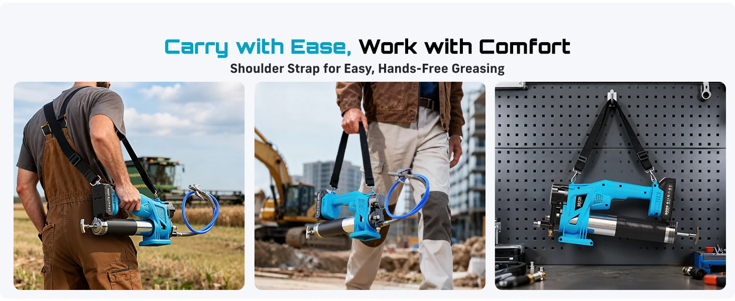 SEESII 10000PSI Electric Grease Gun Kit 4.6 OZ/MIN Auto Greasing with 2*2.0A Battery & 4000 PSI Mini Manual Grease Gun 3 Oz Portable Small Grease Gun Kit