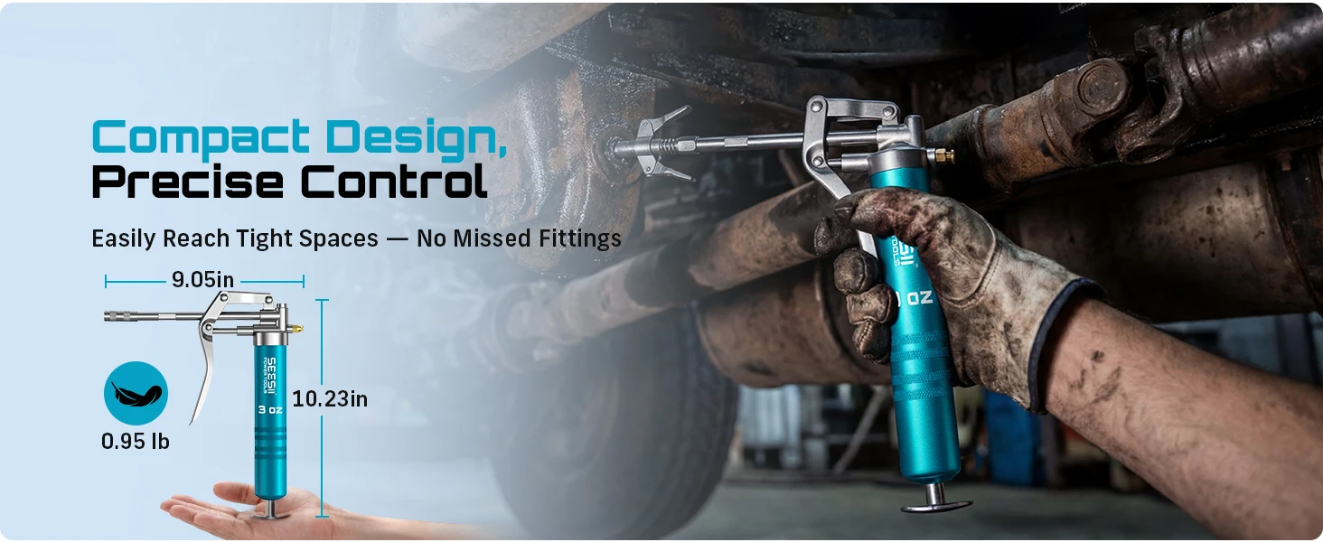 SEESII 10000PSI Electric Grease Gun Kit 4.6 OZ/MIN Auto Greasing with 2*2.0A Battery & 4000 PSI Mini Manual Grease Gun 3 Oz Portable Small Grease Gun Kit