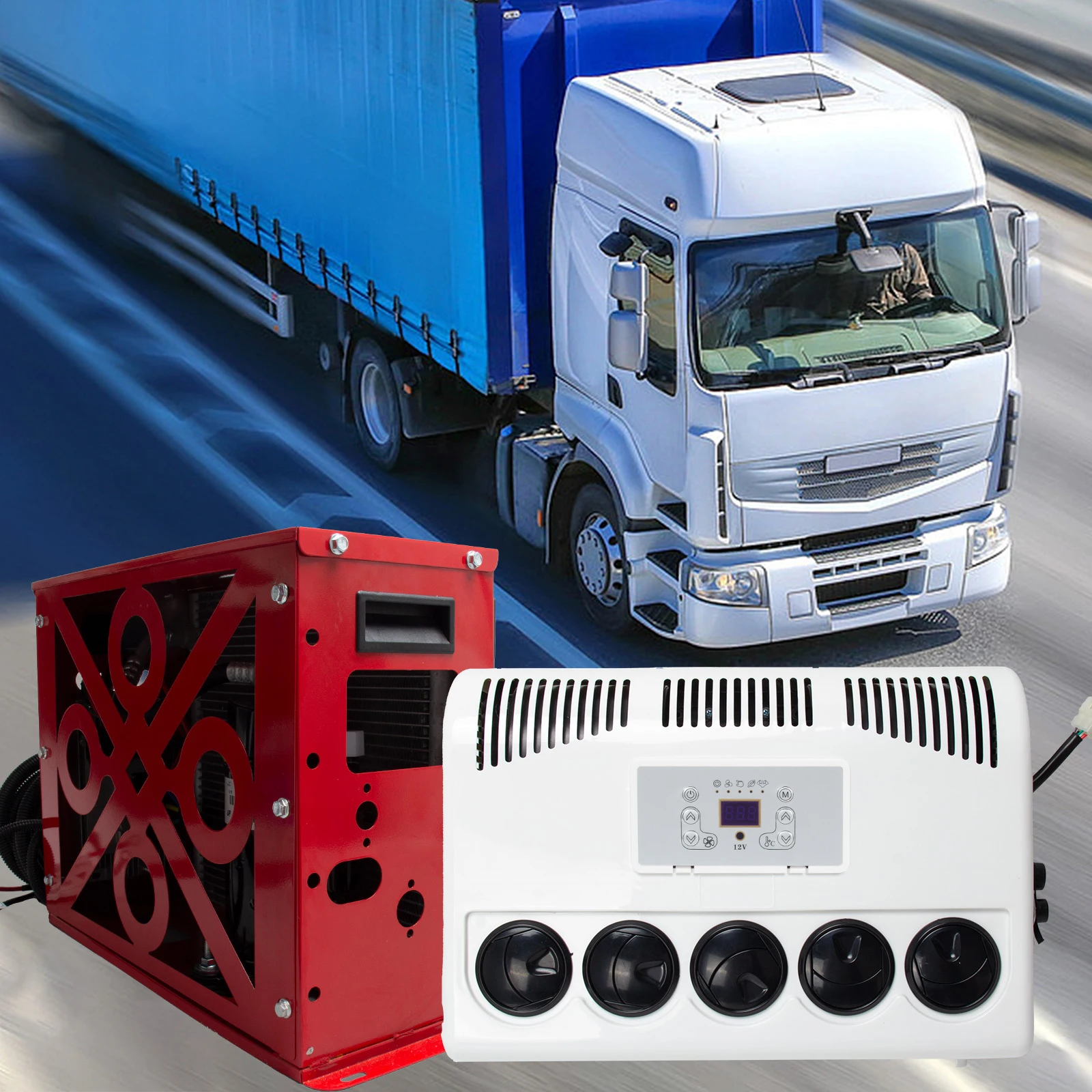 NEW 11000 BTU Truck Cab Air Conditioner 12V Split AC Kit For Semi Trucks Bus RV
