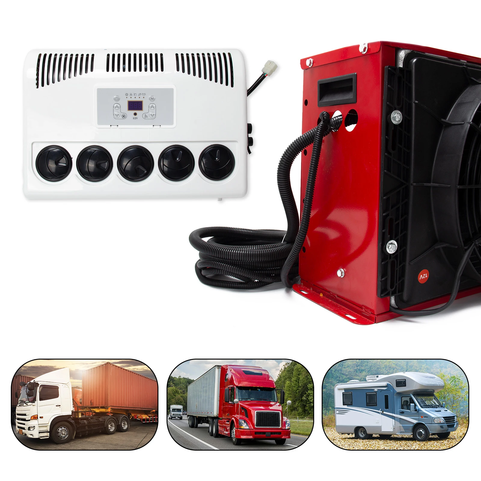 NEW 11000 BTU Truck Cab Air Conditioner 12V Split AC Kit For Semi Trucks Bus RV