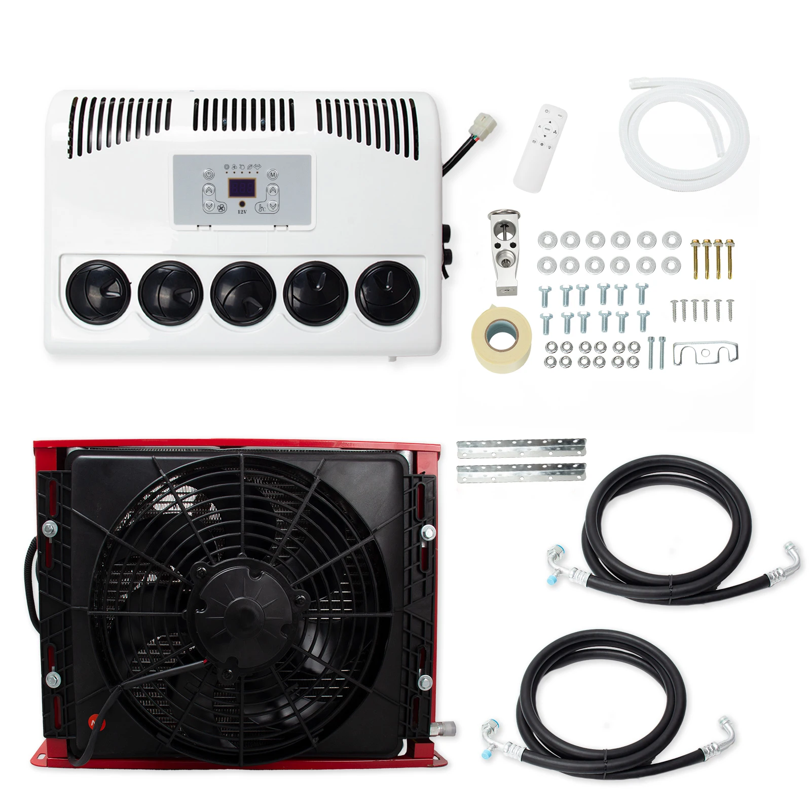 NEW 11000 BTU Truck Cab Air Conditioner 12V Split AC Kit For Semi Trucks Bus RV