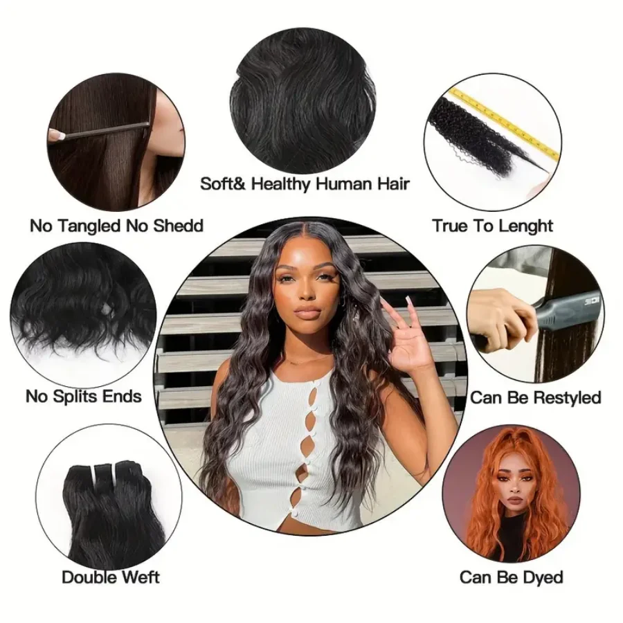 Peruvian Natural Wave Bundles 100% Human Hair 3 PCS/Lot Sew in Hair Extensions For Women Natural Color Thick End 8-30Inch
