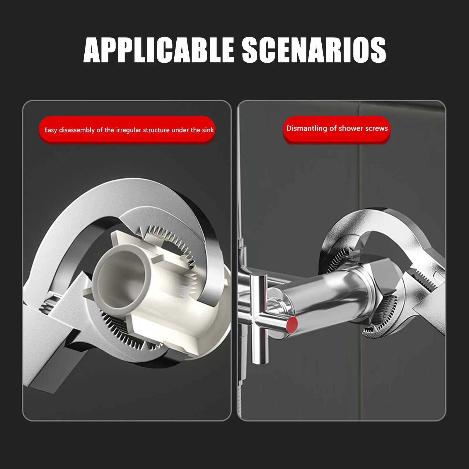 Adjustable Pipe Wrench Set Water Pipe Installer Tool Aluminum Alloy Plumber's Tooling Kit Bathroom Sink Faucet Repair Hand Tools