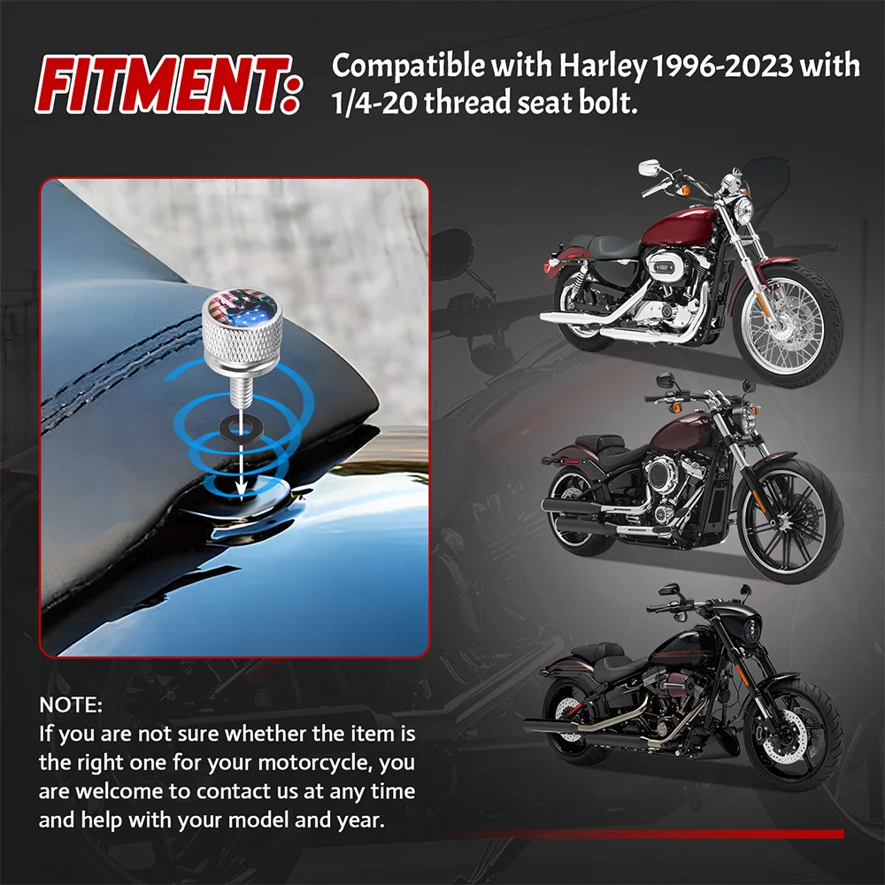 Motorcycle Accessories Rear Fender Seat Bolt Screw American Flag Chrome for Harley Electra Street Glide