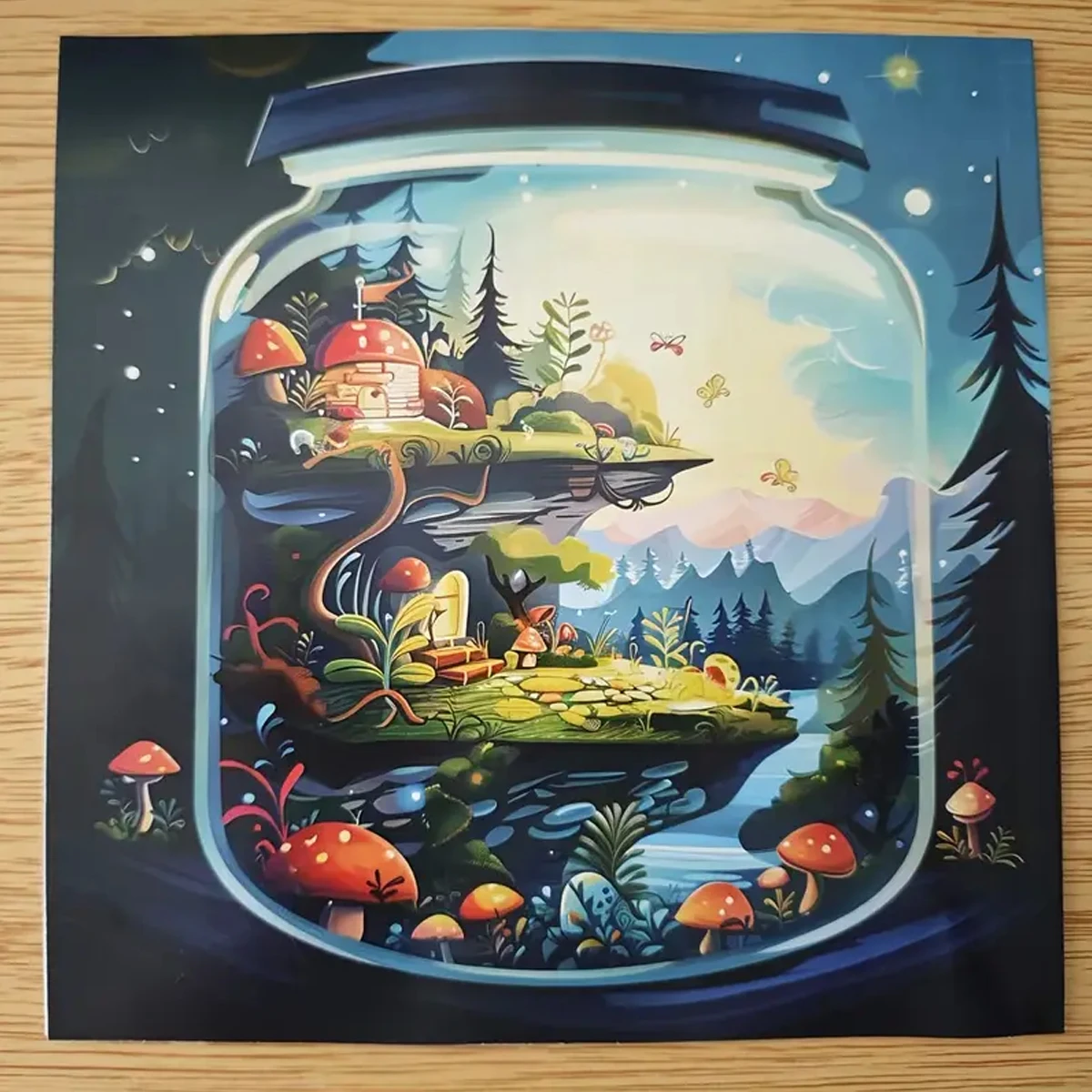 World In A Jar Fantasy Coloring Book for Kids Teens Adults, Enchanted Mini Fairy Forest Mushroom Cottage Landscape Drawing Activity Book, Thick No Bleed Paper Magical Themed Art Workbook, Great Gift for Boys Girls & Dreamy Art Fans