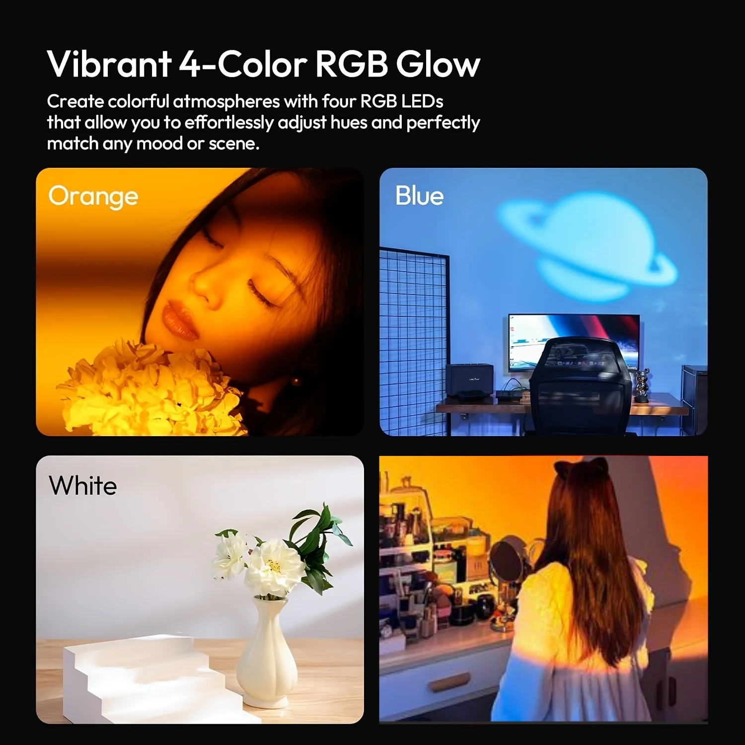 RGB Photography Flashlight - 7500mAh 4 Color Portable LED Video Spotlight with 20 Patterned Light Filters, Handheld Zoomable Fill Light for Video Recording, Photo, Sunset, Content Creation