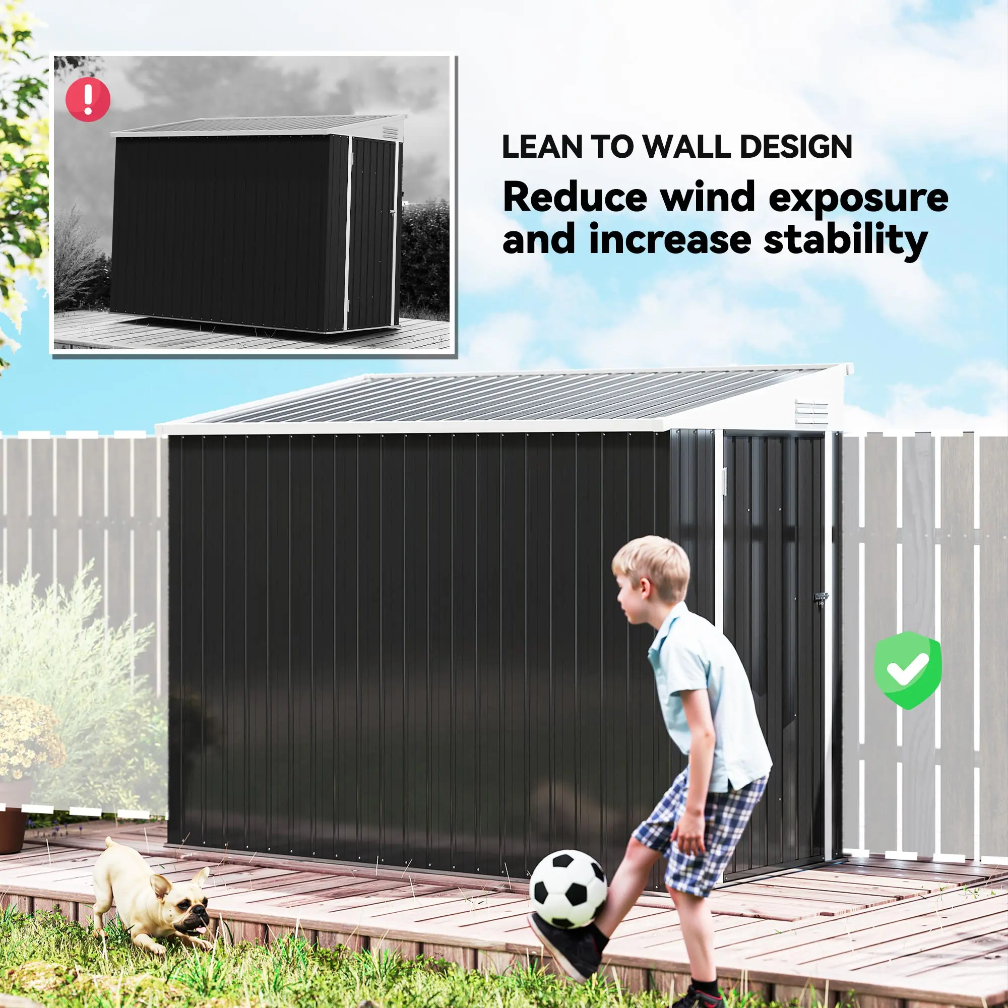 4' X 8' Steel Garden Storage Shed Metal Tool House with Lock and 2 Air Vents