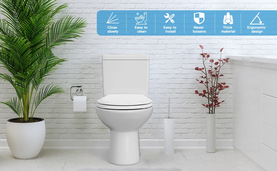 White Round Toilet Seat with Built-in Magnetic Potty Training Seat, Soft Quiet Close Non-Slip Cover for Round Oval Toilets, Easy Install Clean for Adult Kids