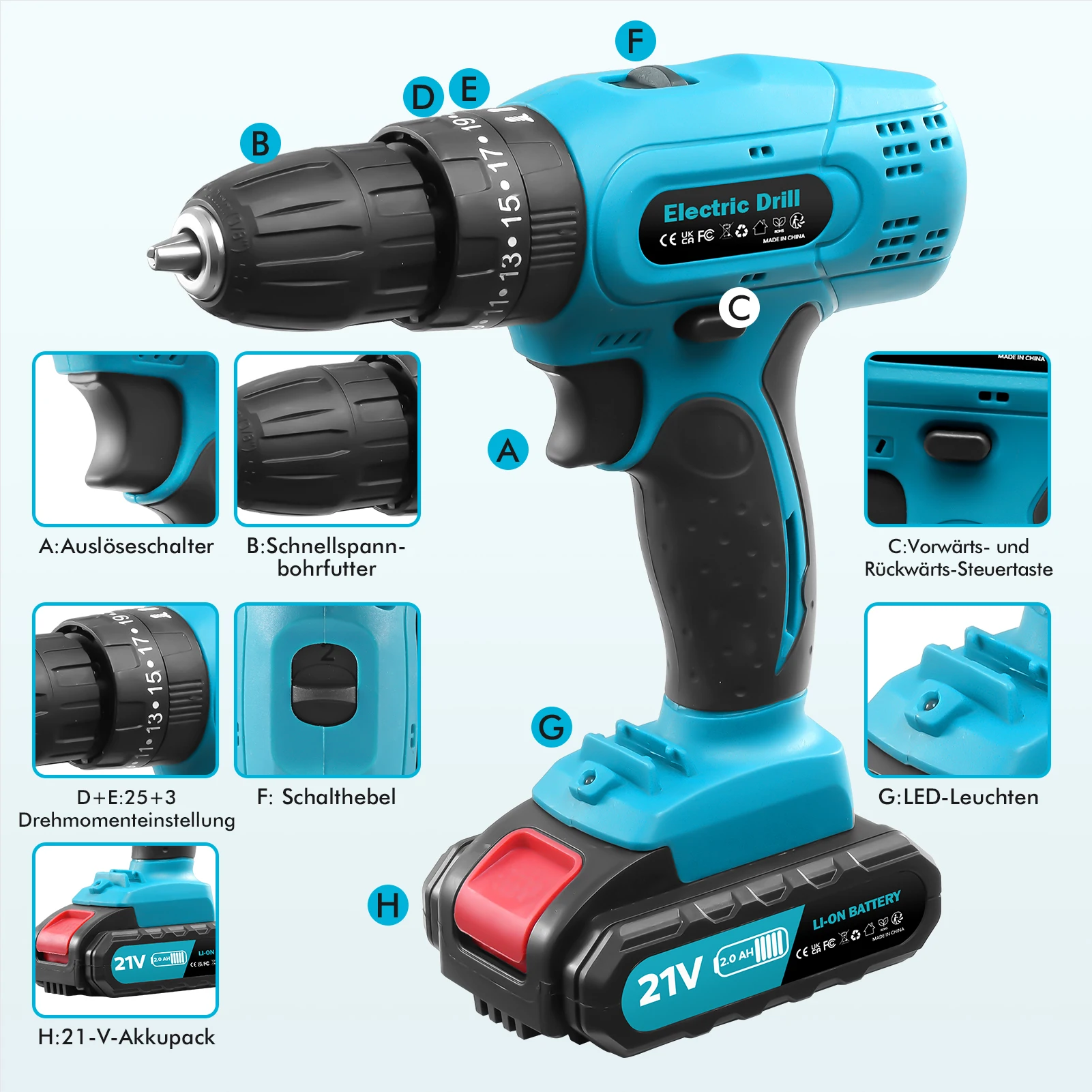 Lithium Battery-Powered Screwdriver, Electric Screwdriver, Electric Hand Drill, Electric Impact Drill, Combo Set, Home DIY Kit