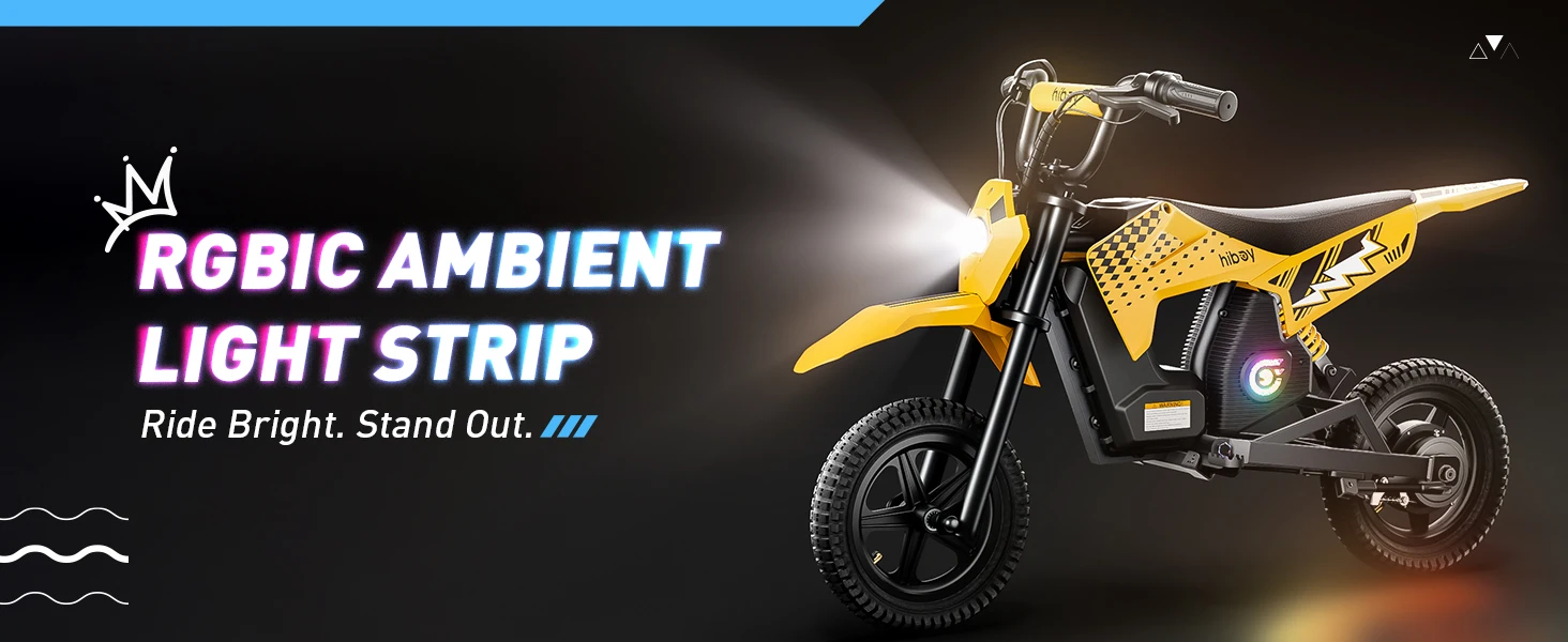 Hiboy DK2 Electric Dirt Bike for Kids Age 3-7 , Up to 13Mph 3-Speed Motorcycle & 11.2 Miles Range with Smart LED Display Gift for Boys Girls