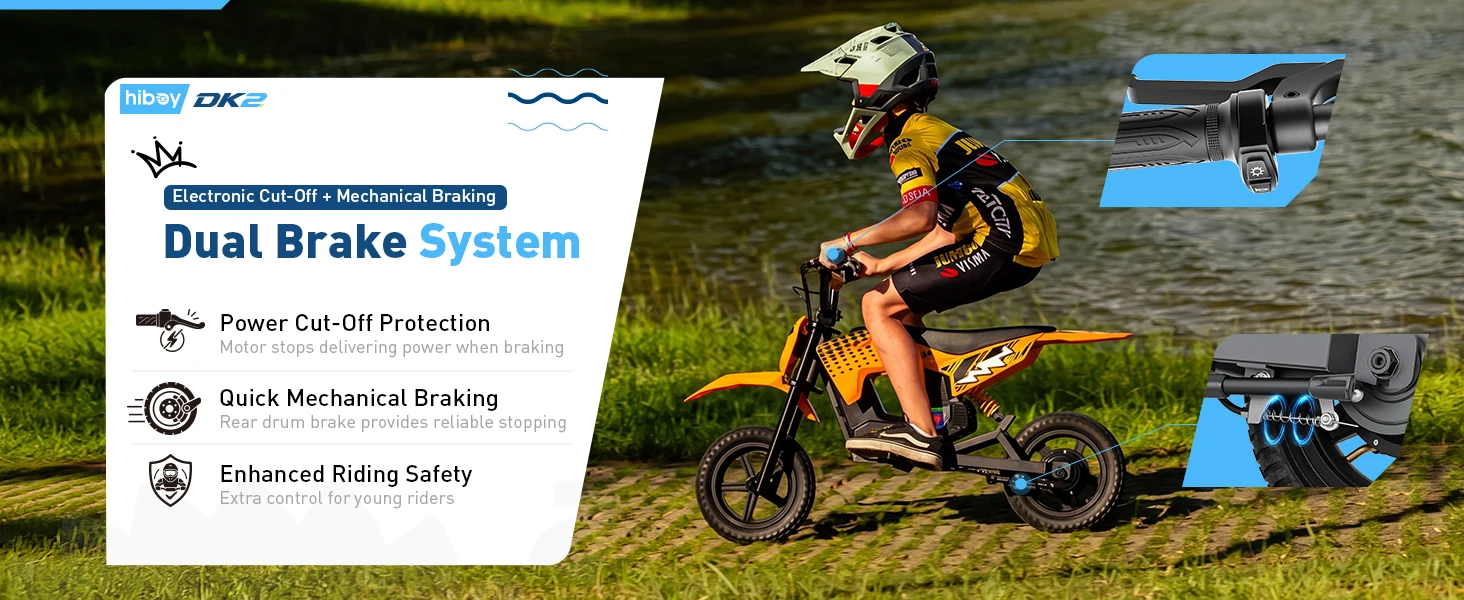 Hiboy DK2 Electric Dirt Bike for Kids Age 3-7 , Up to 13Mph 3-Speed Motorcycle & 11.2 Miles Range with Smart LED Display Gift for Boys Girls