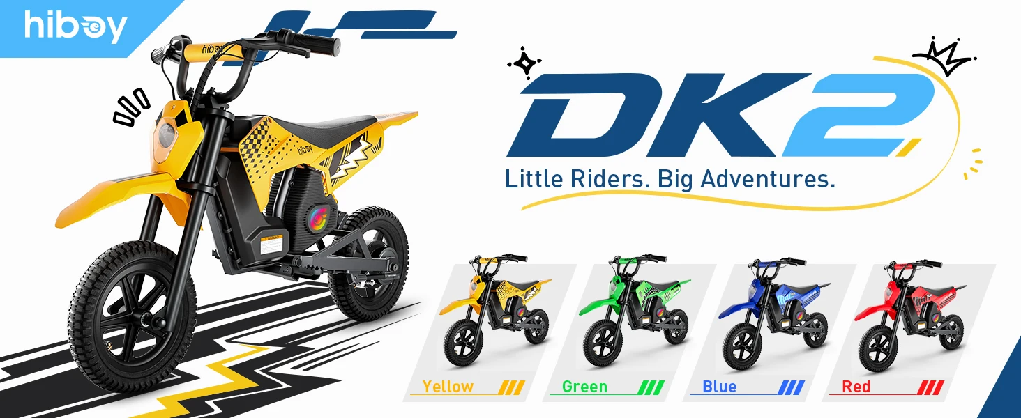 Hiboy DK2 Electric Dirt Bike for Kids Age 3-7 , Up to 13Mph 3-Speed Motorcycle & 11.2 Miles Range with Smart LED Display Gift for Boys Girls