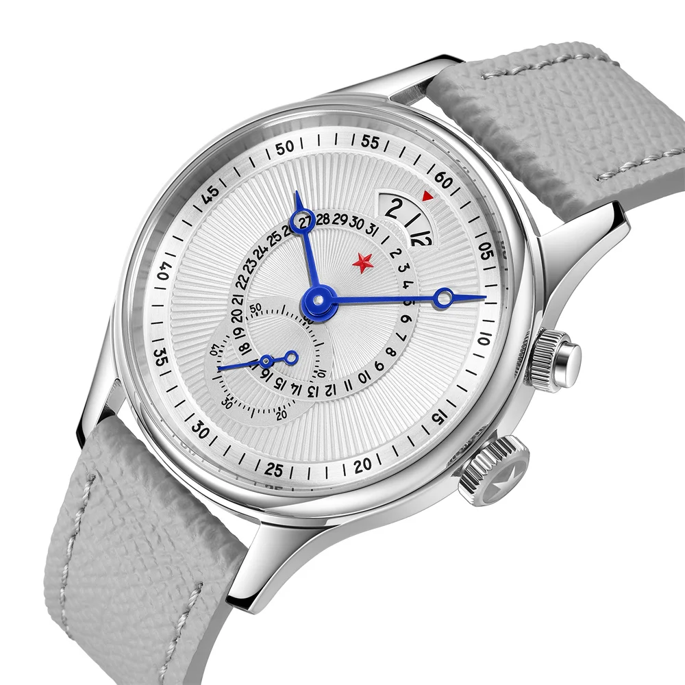 RED STAR 40mm Watches for Men Seagull ST1716 Movement 5ATM Automatic Mechanical Watch Push-Button Calendar Sapphire Crystal