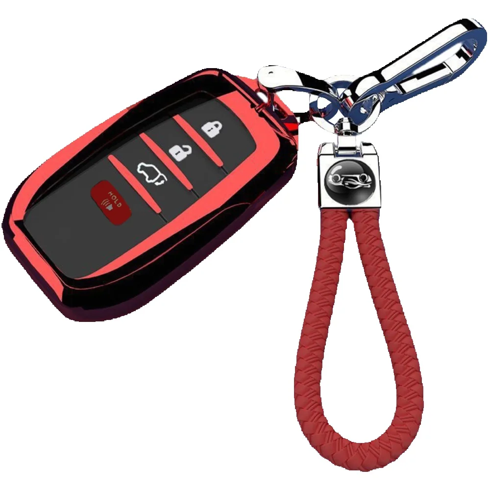 Key Fob Cover for Toyota 2026 2025 Camry and 2026-2023 Corolla Crown, 4-Button, TPU, black sivler red blue