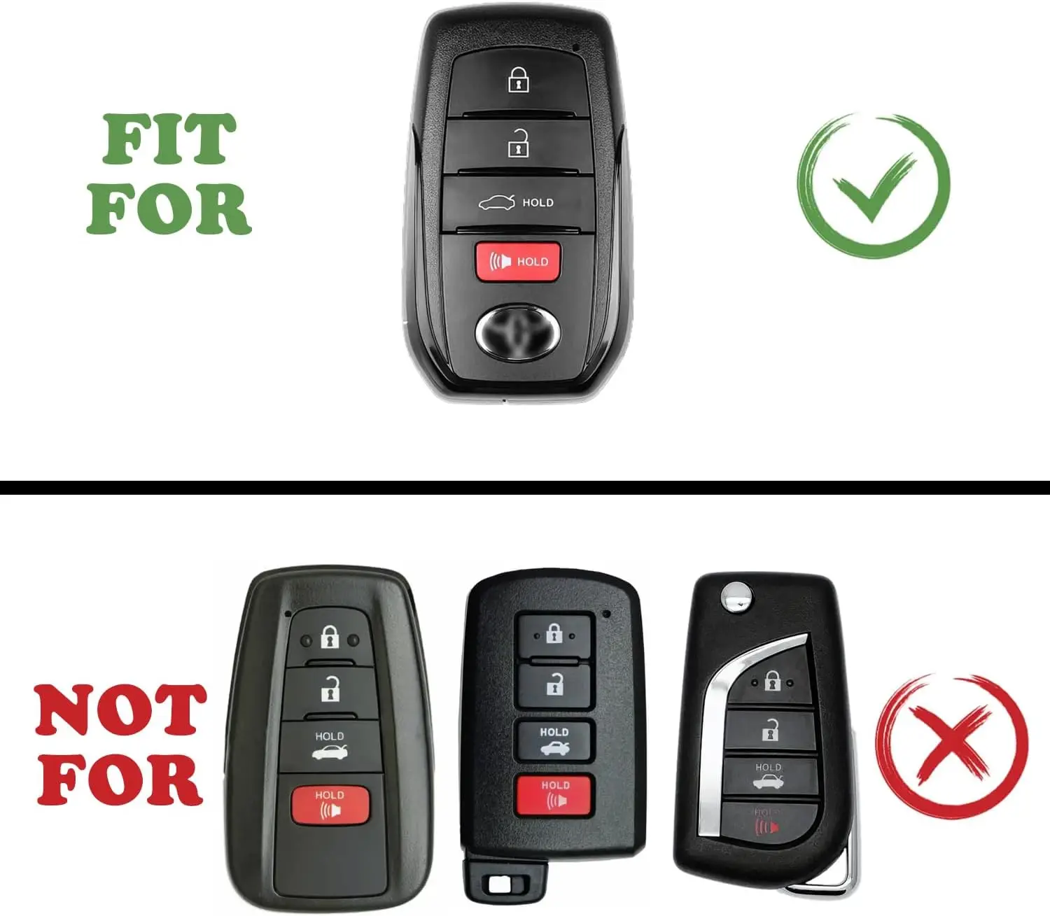 Key Fob Cover for Toyota 2026 2025 Camry and 2026-2023 Corolla Crown, 4-Button, TPU, black sivler red blue