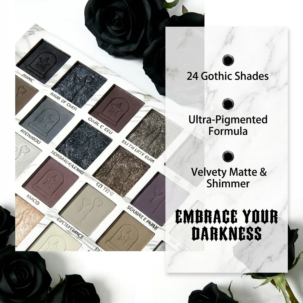 24-Color Halloween Eyeshadow & Makeup Brushes & Mascara Eye Makeup Set, Earth-Tone Smoky Matte and Shimmer for a Natural Look