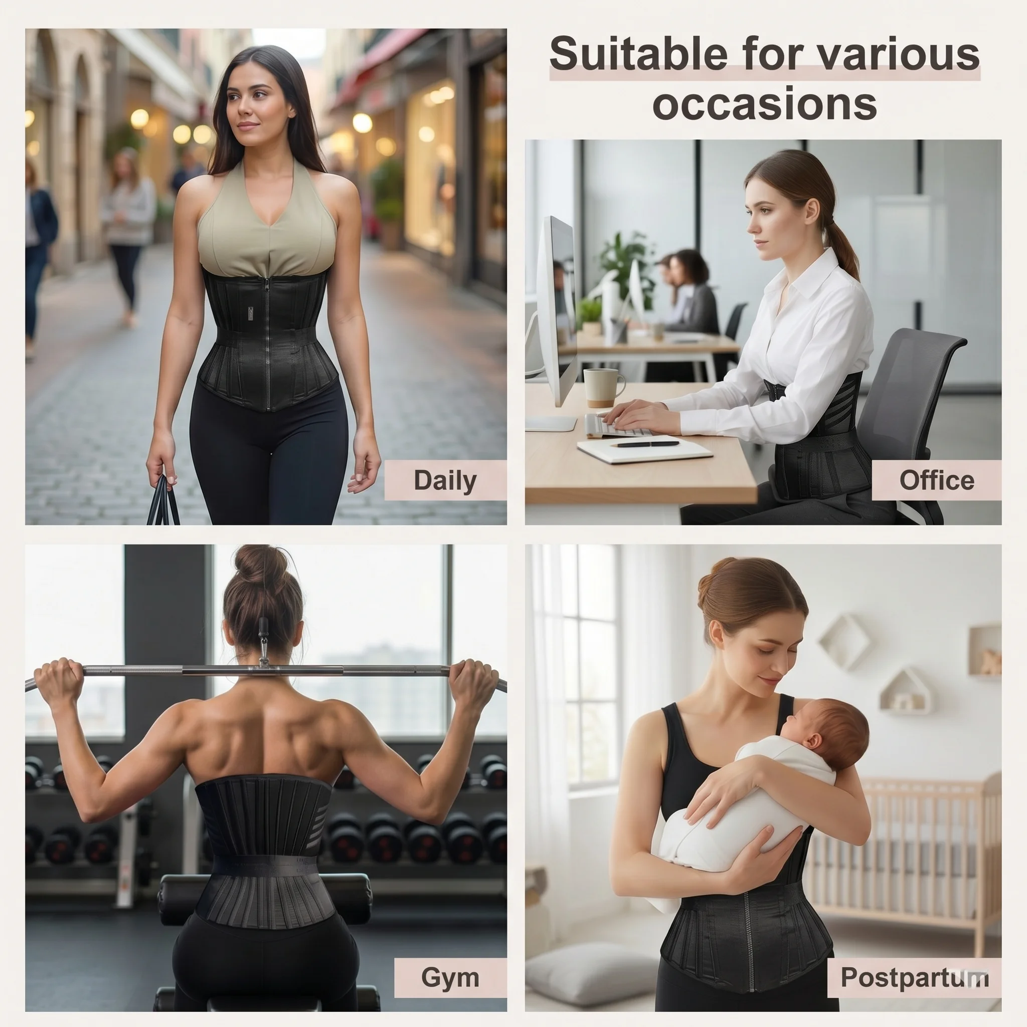 Women's Waist Trainer Corset With Belt - Zipper Closure & Hookeye Buckle Design, Posture & Tummy Control Slimming Belt 18 Steel Bones, High Compression Shaper Tops For Workout & Daily Wear, Black, 2026 New Version