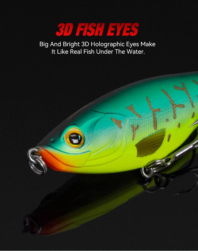 Kingdom 3PCS Topwater Lure Set 90mm/11g & 110mm/17g Artificial Popper Whopper Plopper Hard Wobblers for Bass Trout Pike Zander Fishing