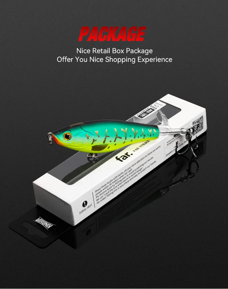 Kingdom 3PCS Topwater Lure Set 90mm/11g & 110mm/17g Artificial Popper Whopper Plopper Hard Wobblers for Bass Trout Pike Zander Fishing