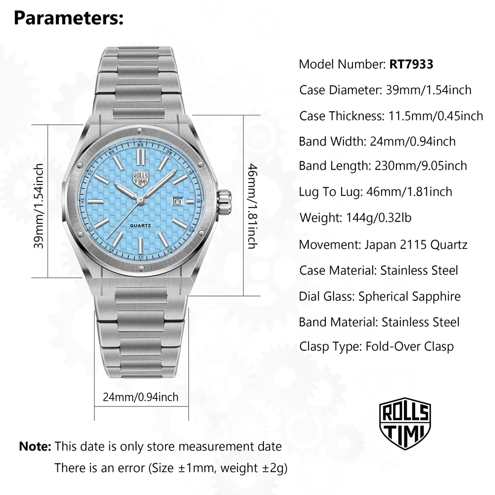 2026 New RollsTimi Men's Watches Top Luxury Man Quartz Watch For Men AR Sapphire Mirror Waterproof Stainless Steel Luminous Clock