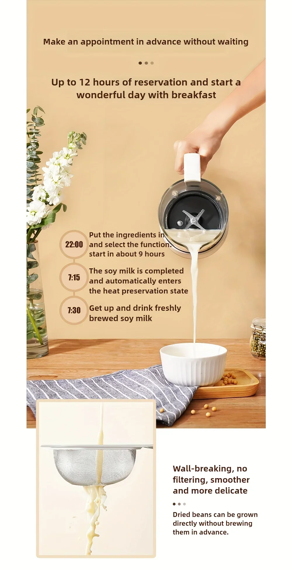 Portable baby Food Wall Breaker Heating mini Soybean Milk Machine Bass Multifunctional Home Cooking Blender Machine