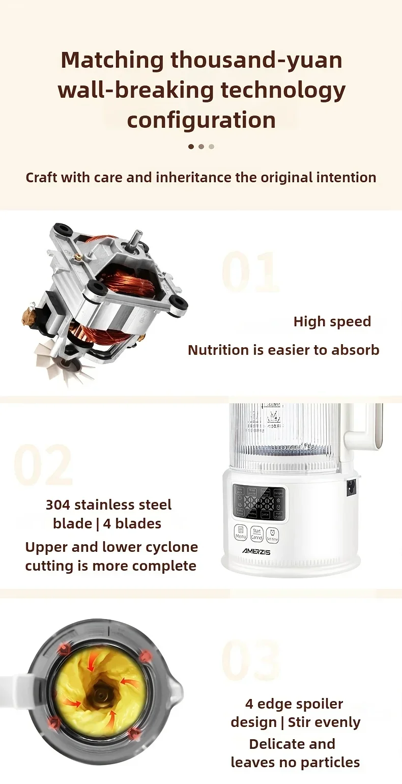 Portable baby Food Wall Breaker Heating mini Soybean Milk Machine Bass Multifunctional Home Cooking Blender Machine