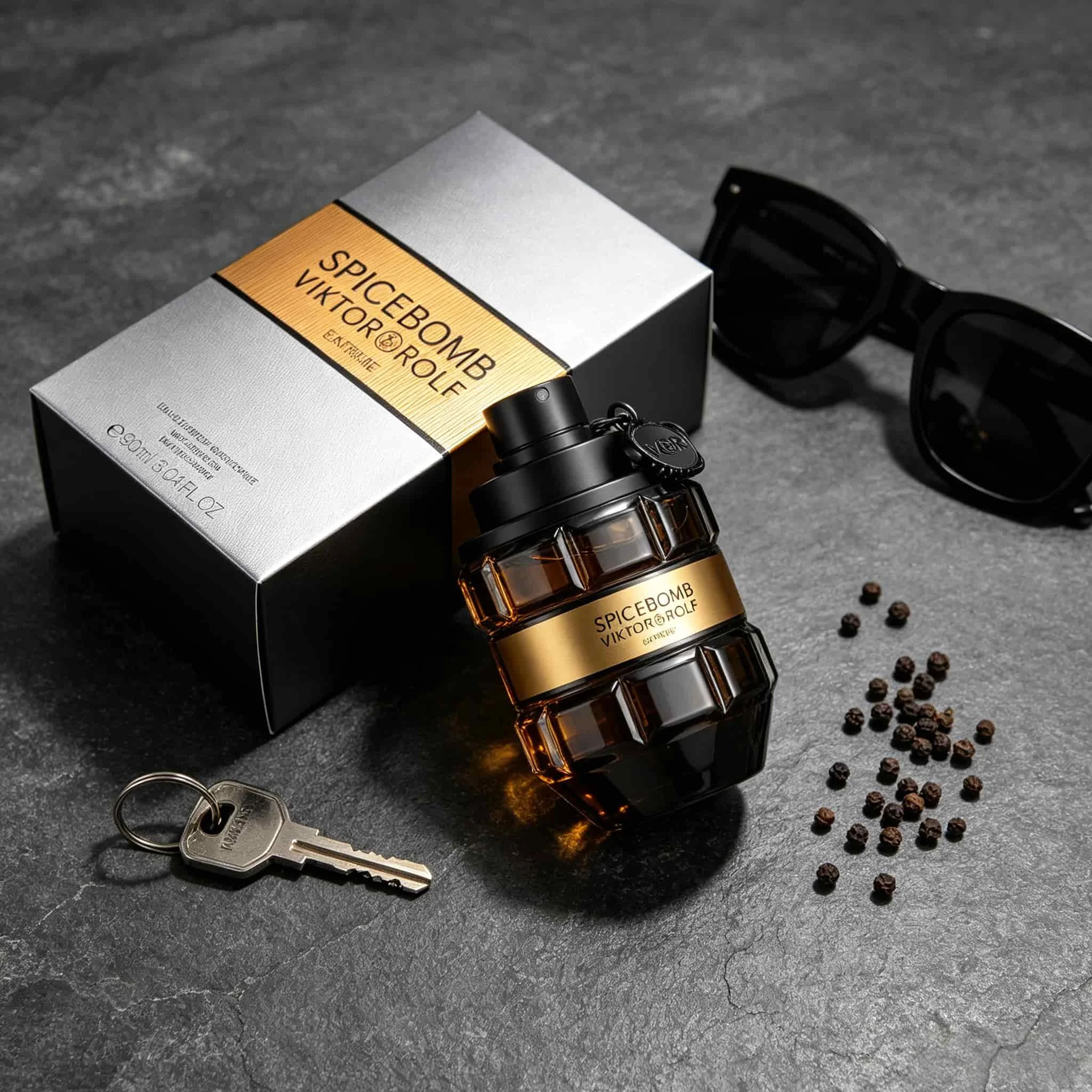 Viktor & Rolf Spice Men's Fragrance, 90ml; Spicy, Woody, and Leather Notes; Long-Lasting (12–14 Hours); Alcohol-Free and Formaldehyde-Free; Pheromone-Infused; Ideal for Nightlife