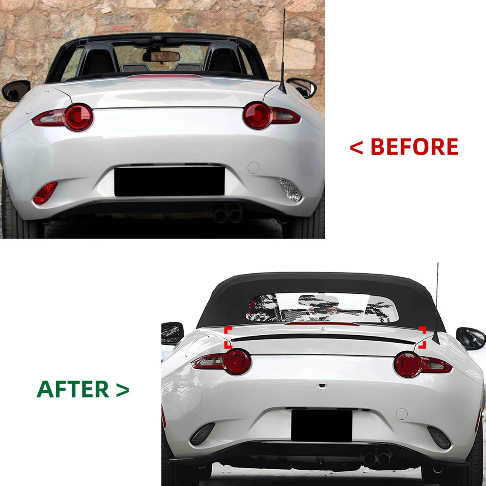 Rear Trunk Lid Spoiler Wing Lip For Mazda MX-5 Miata MX5 ND 2016-2025 Convertible 2-Door Carbon Fiber Look/Gloss Black Splitter