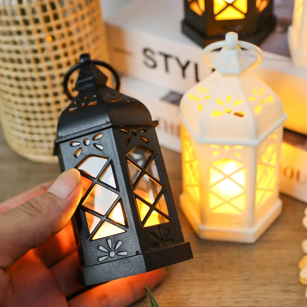 12pcs set of LED lantern retro atmosphere decorative lights, LED small candle lanterns Christmas table center decorations