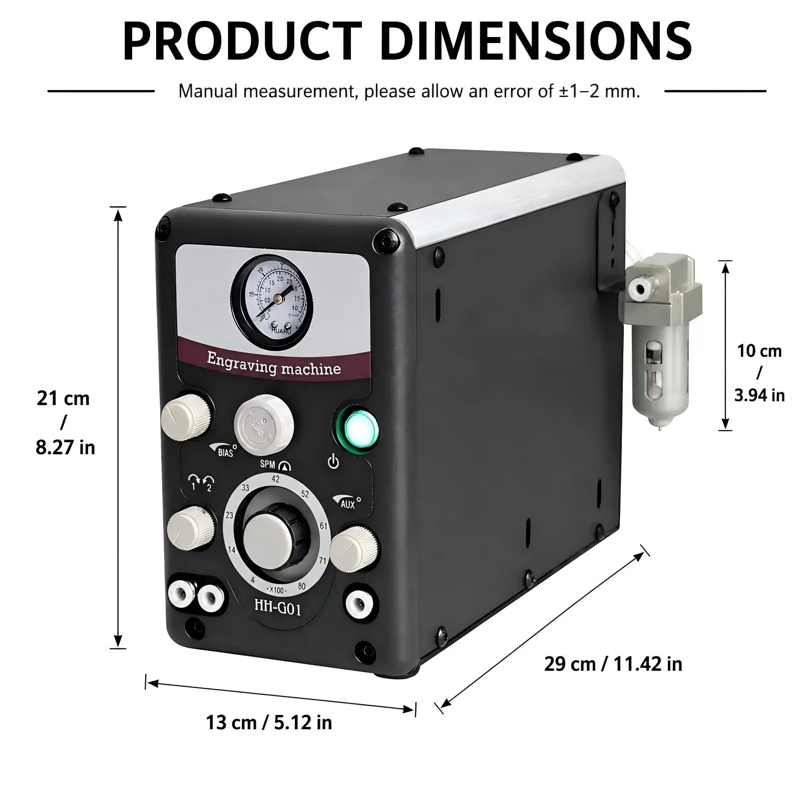 110V HH-G01 Pneumatic Engraving Machine with Two Handpiece 400-8000RPM Hand Engraving & Stone Setting Tools Air Graver Engraver G8 Quick Set-up Jewelry Pneumatic Impact Engraving Machine