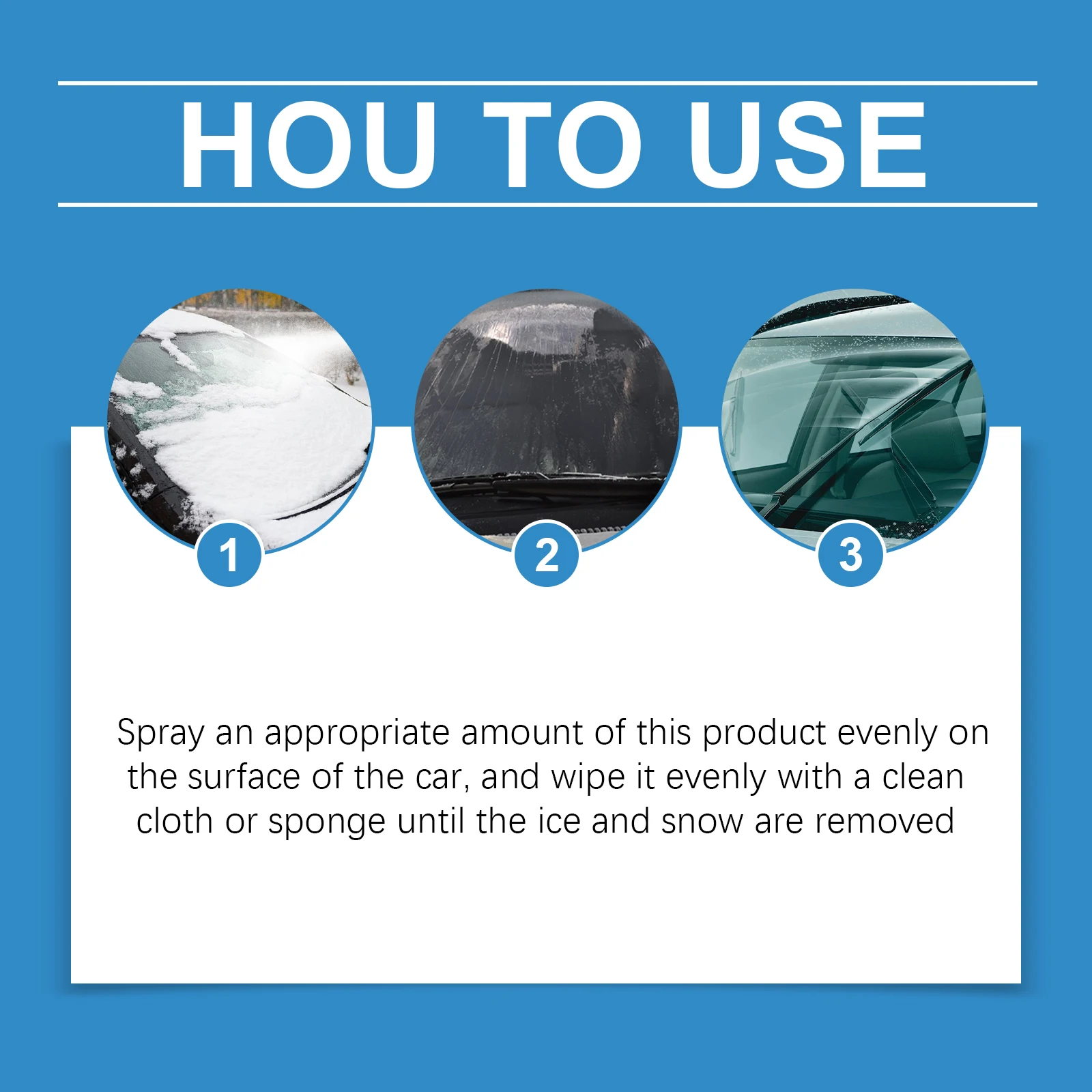 Car Snow Melting and Deicing Agent, Convenient Spray for Removing Snow, Ice and Frost on Car Windows