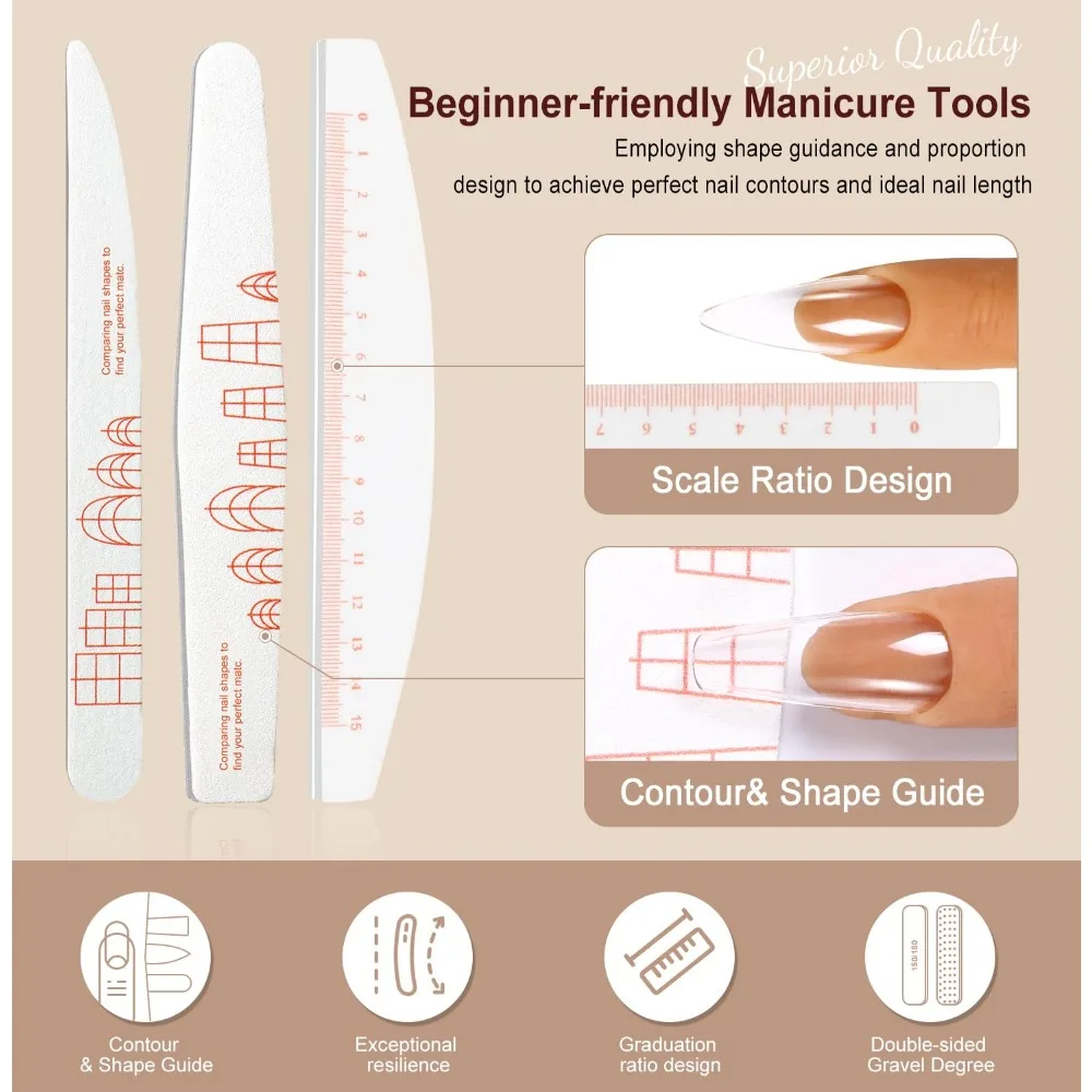 Stainless Steel Manicure Set: Nail Files, Buffers, Cuticle Nippers - Home & Salon Use